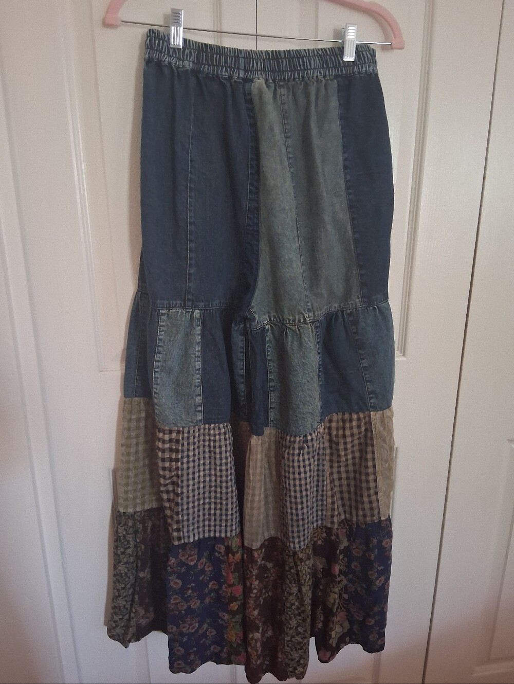 ✨ NWT Young Threads Boho Patchwork Tiered Wide-Leg Palazzo Pants - Size M ✨ - Picture 2 of 8